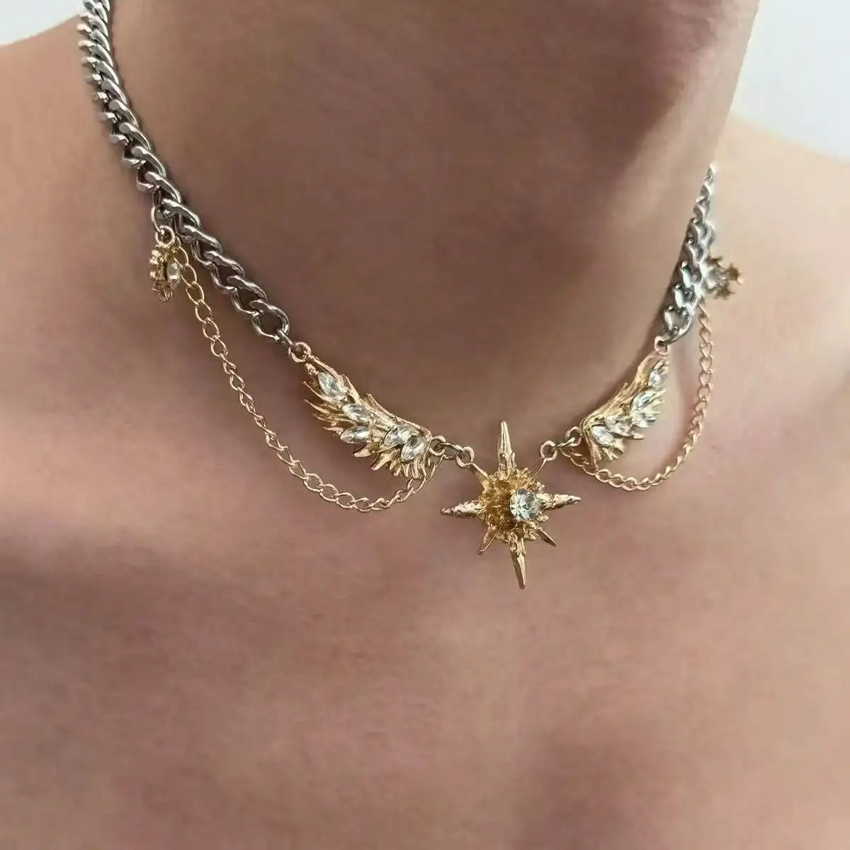 Gothic Punk Gold Color Wings S - огляд і ціна Men Accessories Neck Chain